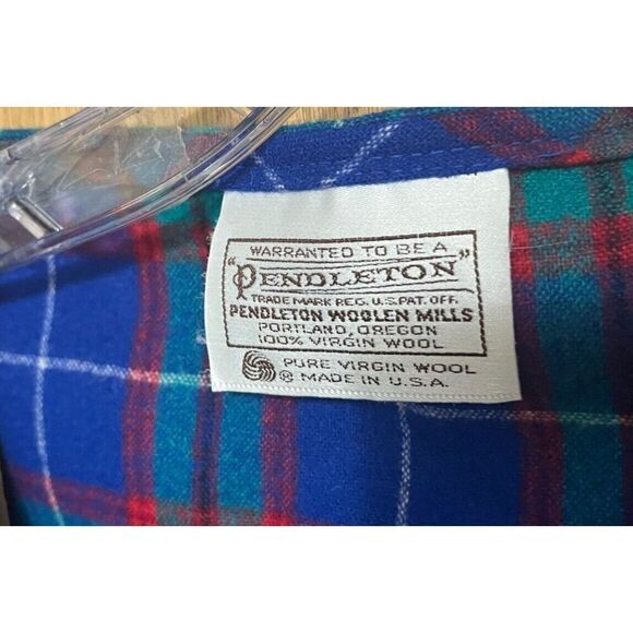 Pendleton Sleeveless 100% Virgin Wool Blue Plaid Dress Unlined See Measurements - Picture 5 of 7